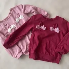 リボン付きトレーナー 100cm ピンク 赤