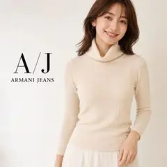美品 ARMANI JEANS イタリア製 ウール100% 薄手ハイネックニットのサムネイル