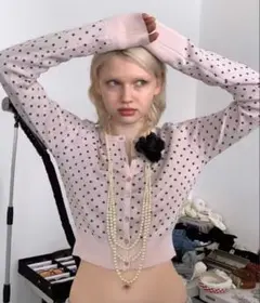 sculptor同型 Polka Dot Cardigan pink