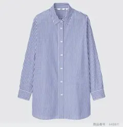 ユニクロ　コットンストライプロングシャツ　Sサイズ