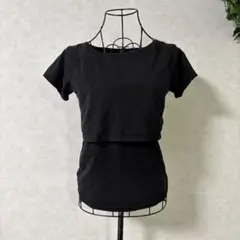 レイヤード　半袖 Tシャツ ブラック ダークコア　y2kのサムネイル