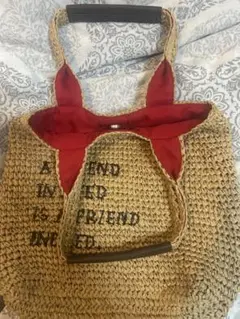 쿨라피아 바스켓 백 우븐 스티치 레드