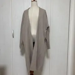 ROSEBUDベージュ ロングコート オープンフロント コットンカーディガン
