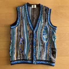 modigliani 幾何学模様 ニットベスト 青系