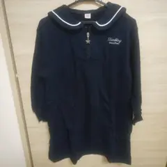 Mezzo Piano Junior セーラー襟 長袖ワンピース ネイビー