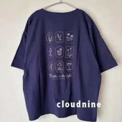 新品 UV加工 花モチーフ 刺繍風 半袖カットソー クラウドナイン/ネイビーのサムネイル