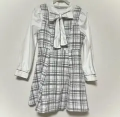 ツイードミニワンピース リボンブラウス付き