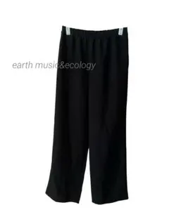 earthmusic&ecology黒のストレートワイドパンツ ゴムウエスト美品