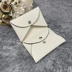 牛革　ミニ財布　コインケース　カードケース　アイボリーホワイト