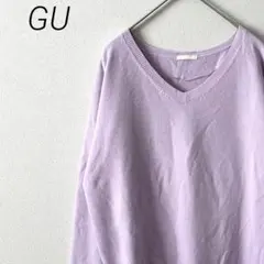 GUカシミヤタッチＶネックセーター 長袖 ニット 無地 シンプル 大きめ
