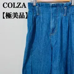 【極美品】コルザ　COLZA デニムワイドパンツ　ウエストゴム　ボタン　裾加工