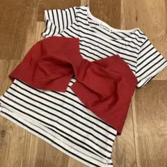 ブランシェス　リボン付きストライプ Tシャツ(サイズ100)のサムネイル