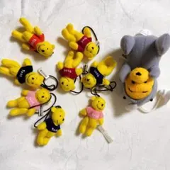 곰돌이 푸 ぬいぐるみ ストラップ9点セットと、吸盤付のプーさんストラップ