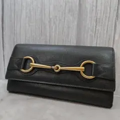 GUCCI グッチ 長財布 ホースビット ウォレット レザー ブラック 黒