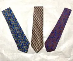 美品　ミッソーニ ネクタイ 3本セット シルク 幾何学模様 まとめ売り