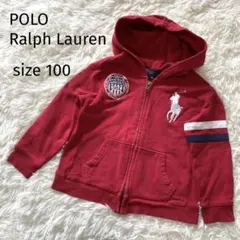 ポロ ラルフローレン フードパーカー ビッグポニー刺繍 旧タグ 赤 100