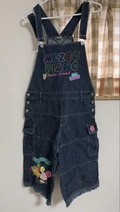 メゾピアノ サマー 刺繍 オーバーオール 半ズボン