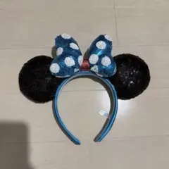 ミニー カチューシャ　スパンコール　青