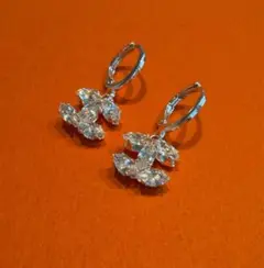 CCココ ロゴ ビジュー フープピアス シルバー シャネル好きhのサムネイル