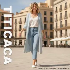 1300 TITICACA ロングカーディガン ライトブルー フリーサイズのサムネイル