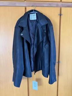 【美品】JaVa ブラック フェイクレザー ダブルライダースジャケット