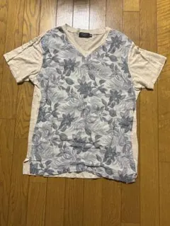 EPoca 花柄 Vネック 麻Tシャツ ベージュ系46のサムネイル
