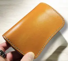 【手縫／栃木レザー】ミドルウォレット　ショートウォレット　二つ折り財布　本革財布