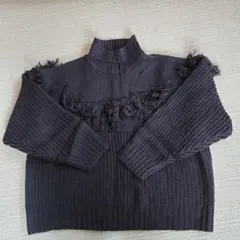 ニットタートルネック　黒