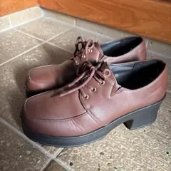 厚底ローファー ブーツ 茶色 26cm