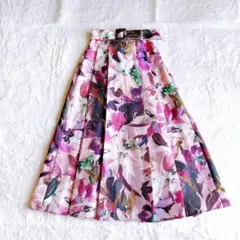 極美品エイミーイストワール Grace flower花柄 ベルトスカートSサイズ