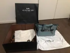 COACH ライトブルー ショルダーバッグ 箱 袋付き