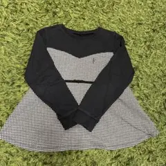 組曲の長袖カットソー 黒と白のチェック柄