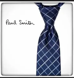【英国製】ポールスミスコレクション ネクタイ ネイビー 格子柄 シルク