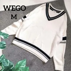 ウィゴー Ｖネックラインデザイン長袖ニットセーター トラッド 秋冬 ゆったり M