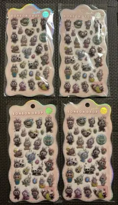 LABUBU ボンボンドロップシール 1種4枚セット