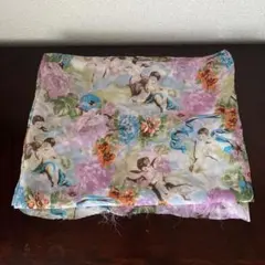 [B品]イタリア製 天使柄 絹100% 生地 1.8m(幅130cm)