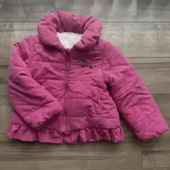 ピンク 中綿コート フリル付き