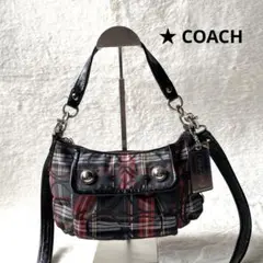 COACH コーチ ポピー タータンチェック柄 ハンドバッグ ショルダーバッグ