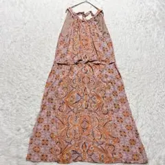 BCBG MAXAZRIA ペイズリー柄キャミソール ロングワンピース M