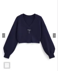 GRL グレイル ビジューリボンショート丈ニットカーディガン［k9380f］