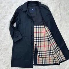 【美品/S】バーバリー ロンドン ステンカラーコート アウター 黒 ライナー付