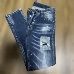 ダメージ加工スリムフィットデニム