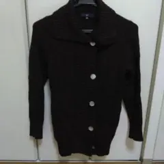 ダークブラウン ニットカーディガン