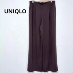 UNIQLO ダークブラウン クレープジャージストレートパンツ ストレッチ