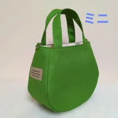 帆布ころりんバッグミニ　トートバッグ　グリーン　ハンドメイドのサムネイル