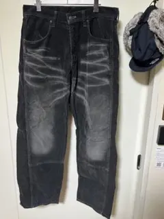 日本製●Levi's ブラックコーデロイ加工パンツ 34インチ　リーバイスデニム