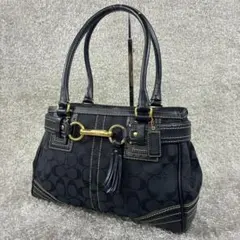✨未使用級✨COACH コーチ ハンドバッグ シグネチャー タッセル 黒 金