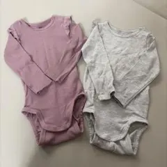 H&M フリル付きボディースーツ2枚セット