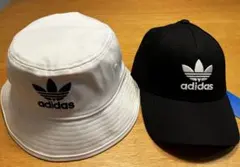 【アディダス】未使用 バケットハット ベースボールキャップ OSFM 白黒 帽子