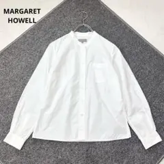 MARGARET HOWELL⭐︎コットン　バンドカラー長袖シャツ　ホワイトのサムネイル